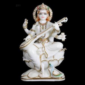 goddess sarasvati marble statue 500x500